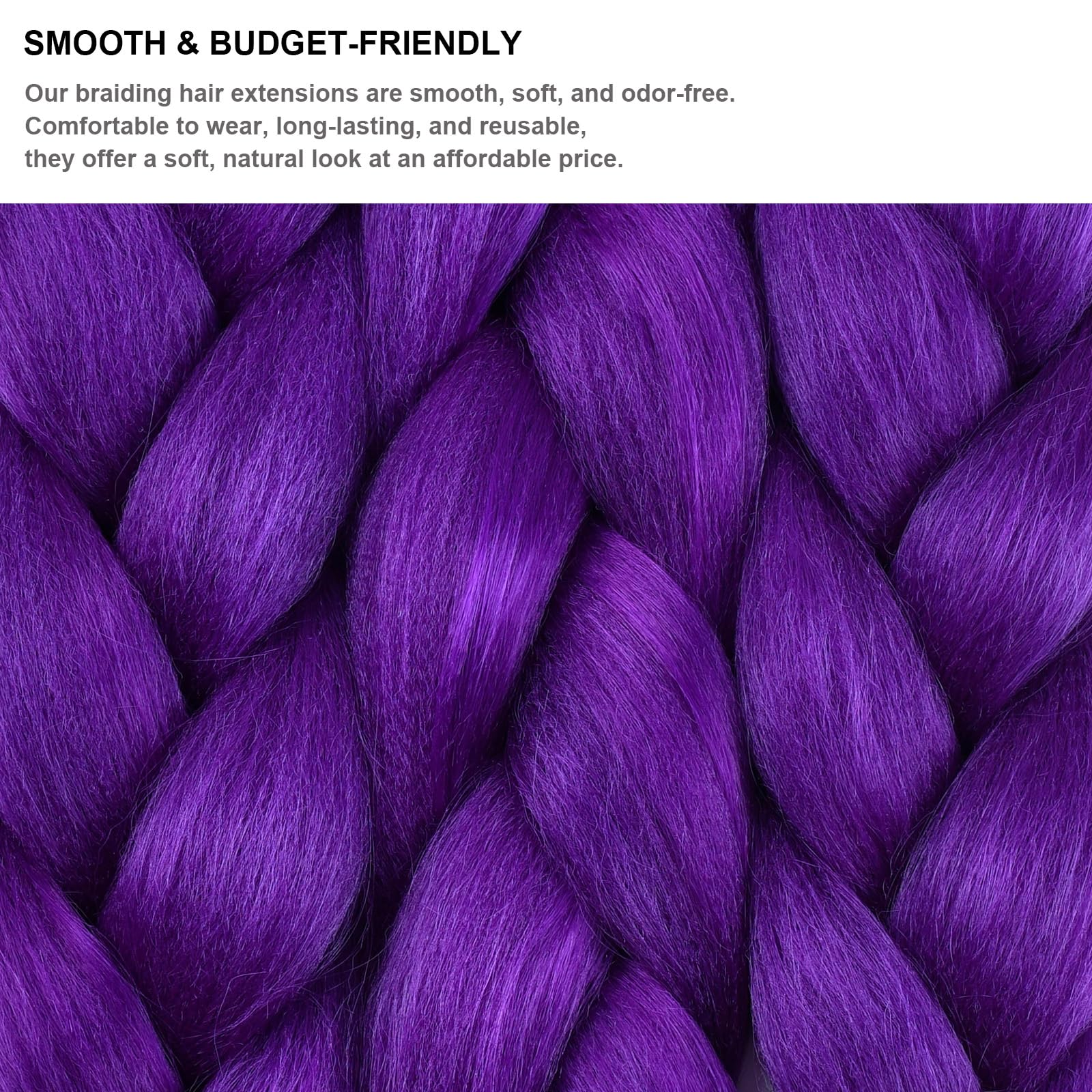 BUYOGET Jumbo Braiding Hair Extensions for Women 3 Bundles 24 Inch High Temperature Kanekalon Braiding Hair for Twist Crochet Box Braids Purple - Image 3