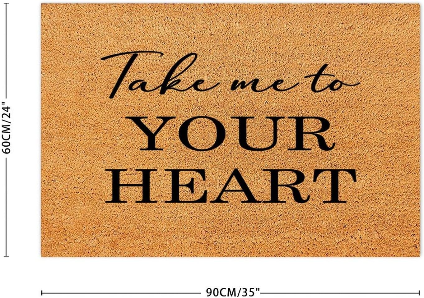 Take Me to Your Heart Coir Fiber Outdoor Door Mat 24x36 Inch Outdoor Welcome Mat Easy to Clean Door Mat Floor Rug for Front Porch Balcony Entryway Decor