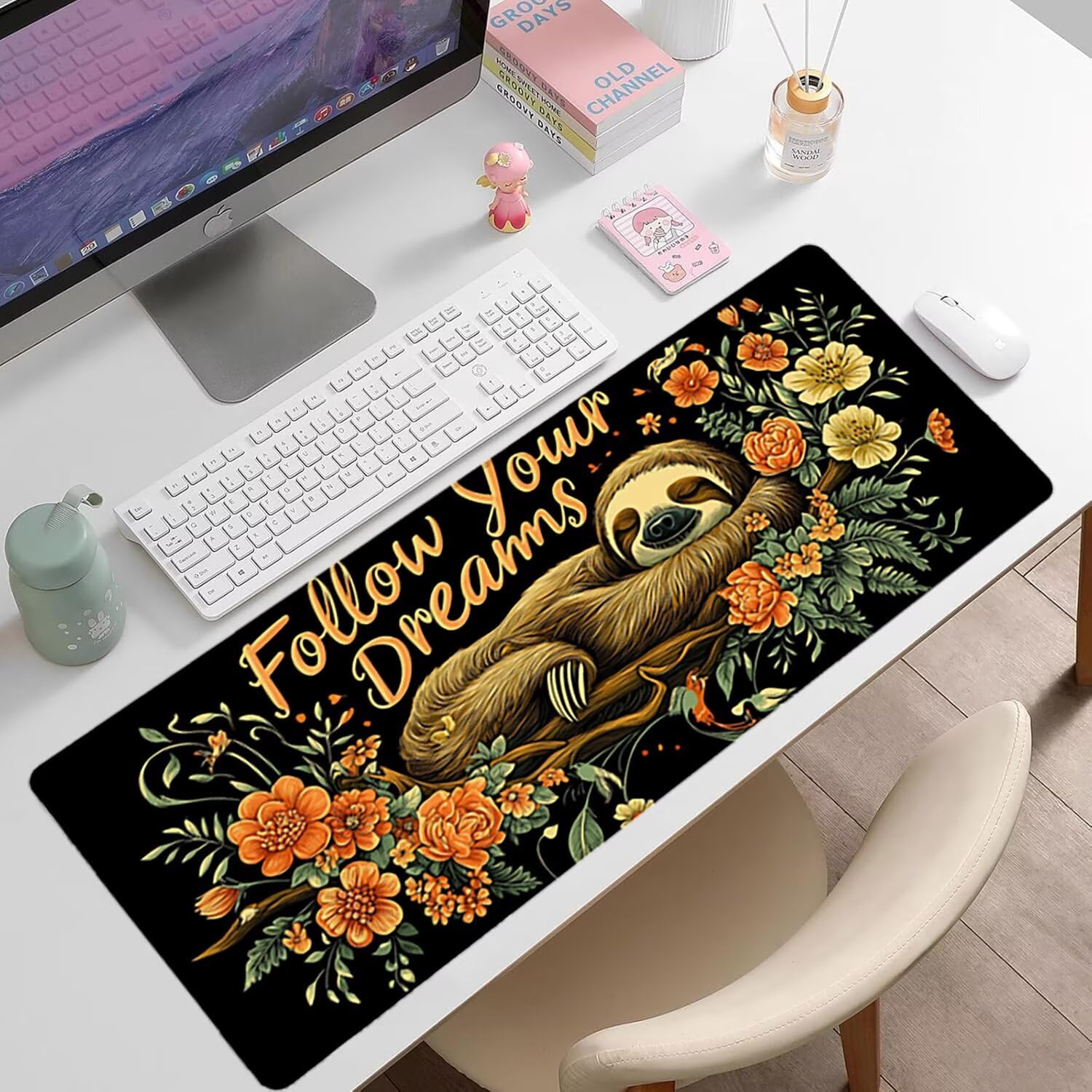 Podkładka pod mysz XXL, zwierzęta, duża gamingowa podkładka pod mysz 1600 x 800 x 3 mm, czarna podkładka pod mysz ze szwami na krawędziach, ponadwymiarowa, antypoślizgowa gumowa podkładka pod mysz