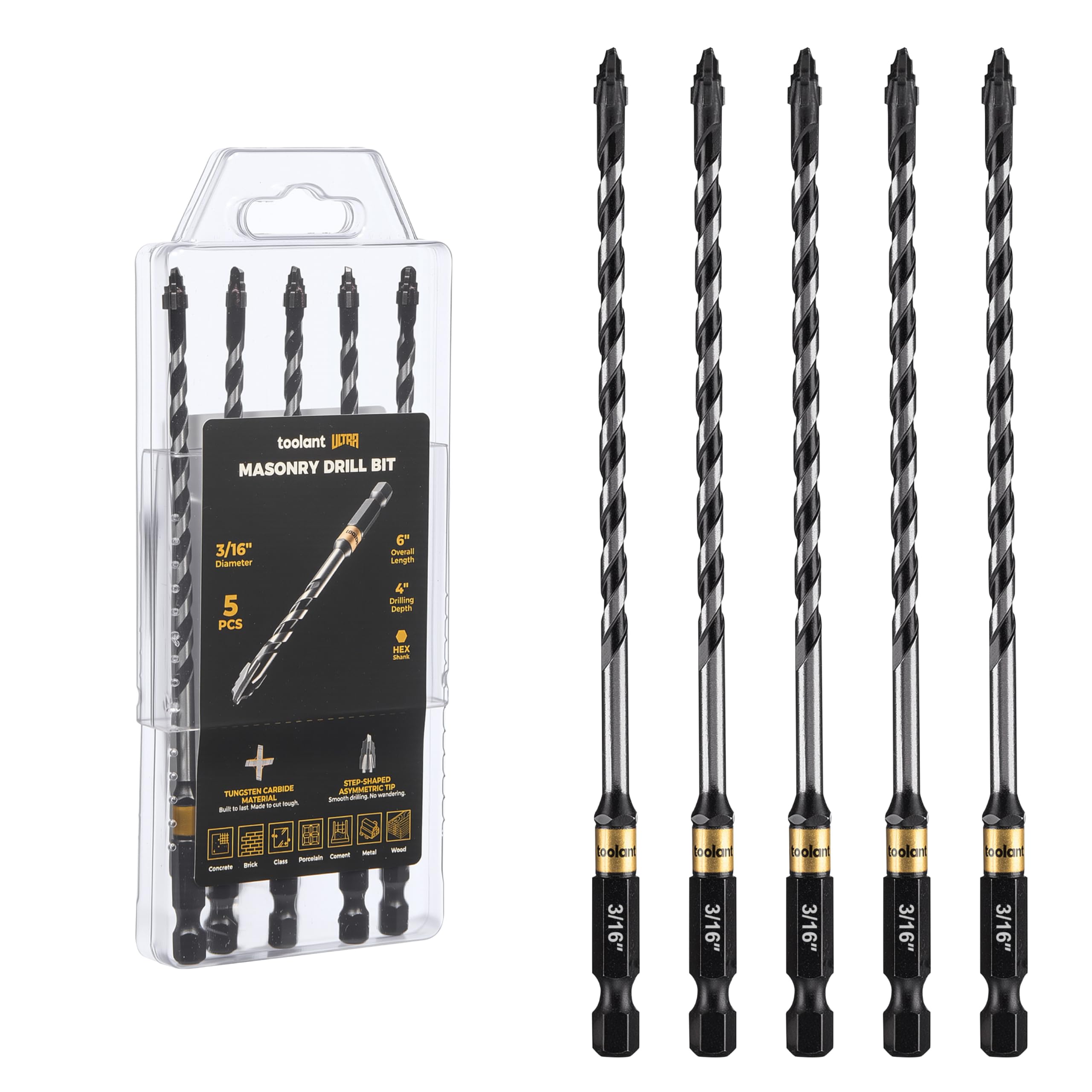 toolant Masonry Drill Bits - 5 Piece Set -12