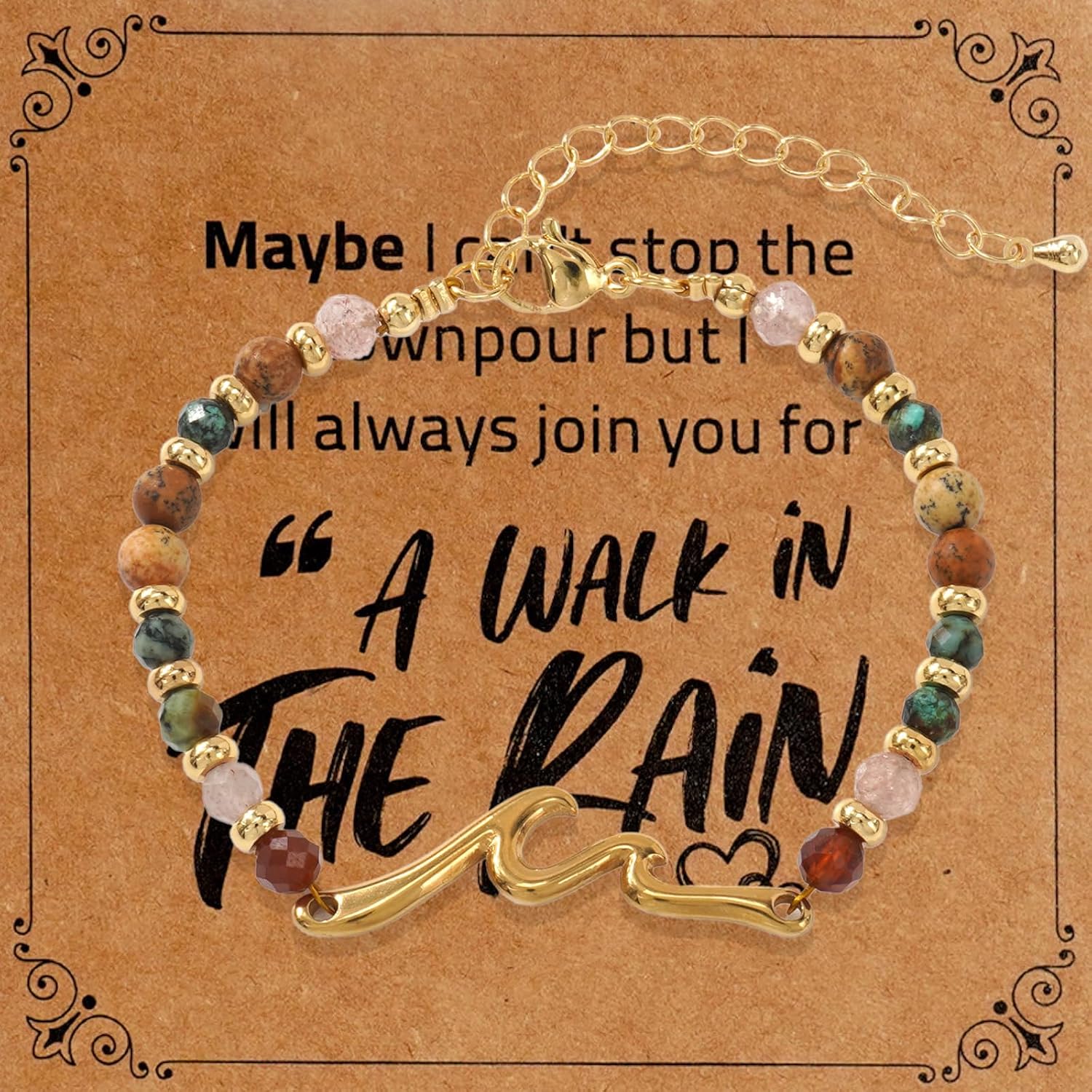 Inspirational Gifts for Women,Natural Healing Stone bracelets,Gold Wave Bracelets Jewelry Gift for Best Friends Bestie Mon Sister Birthday Gifts for Her