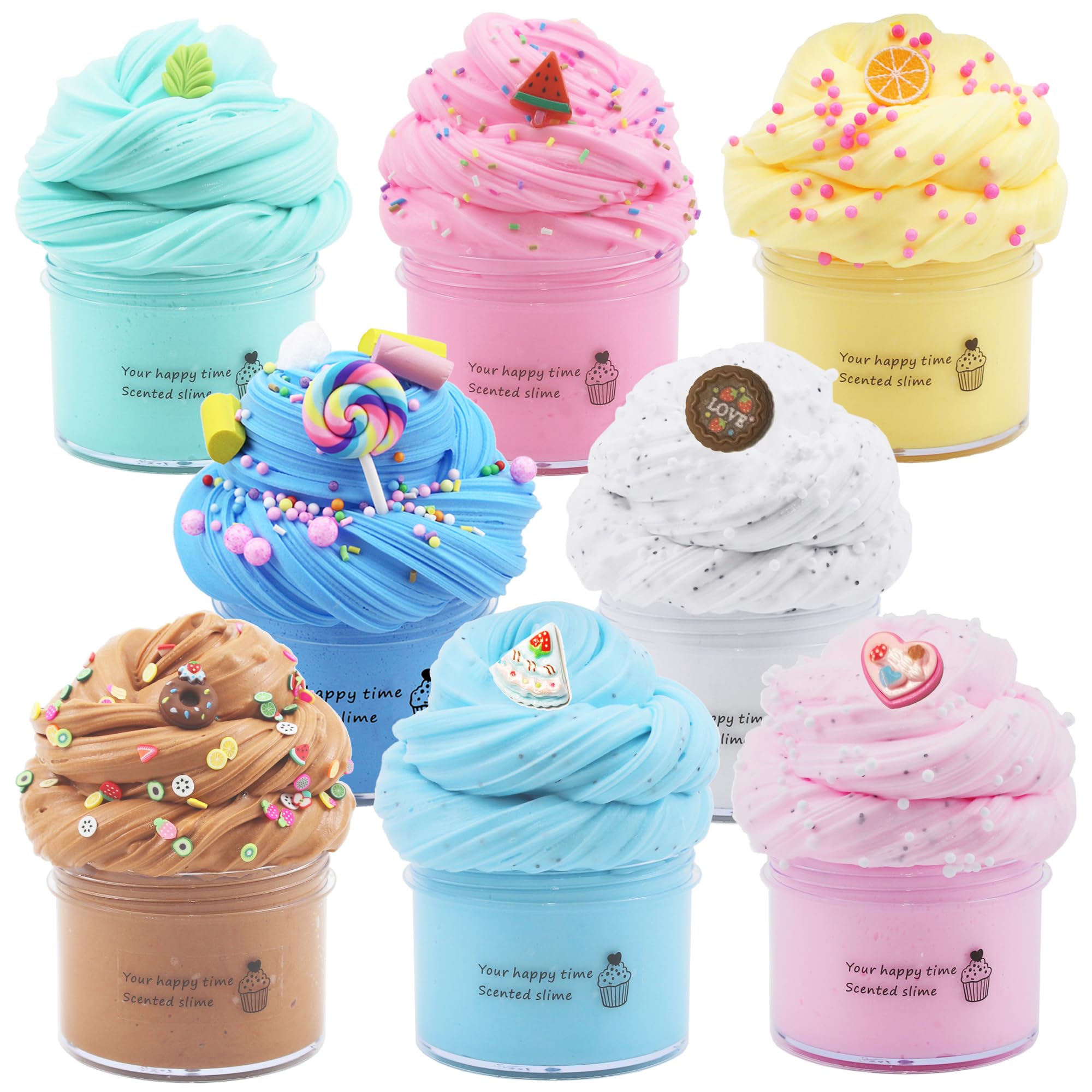 8 Pack Butter Slime Kit for Girls,Party Favors Stretchy and Non-Sticky, Stress Relief Toy for Boys,Soft DIY Slime for Kids