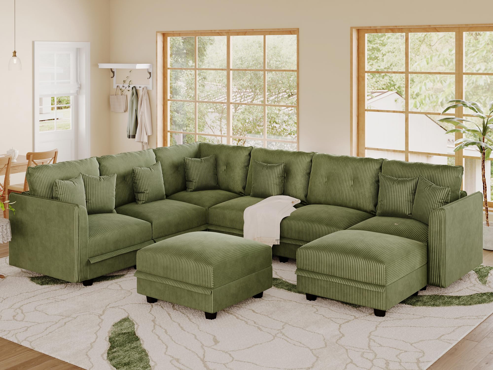 LLappuil Modular Storage Sectional Sofa with Ottoman