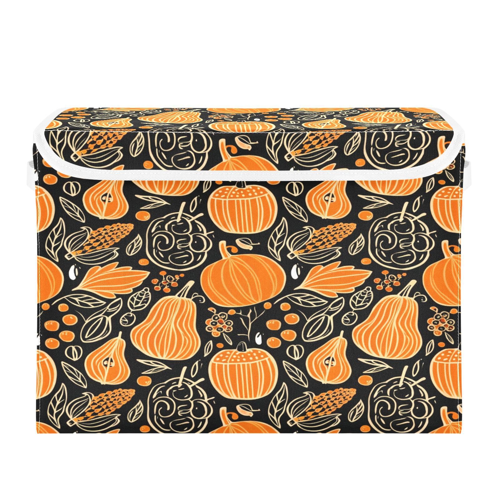 Boîte de rangement citrouille d'Halloween pliable en tissu pour chambre et bureau