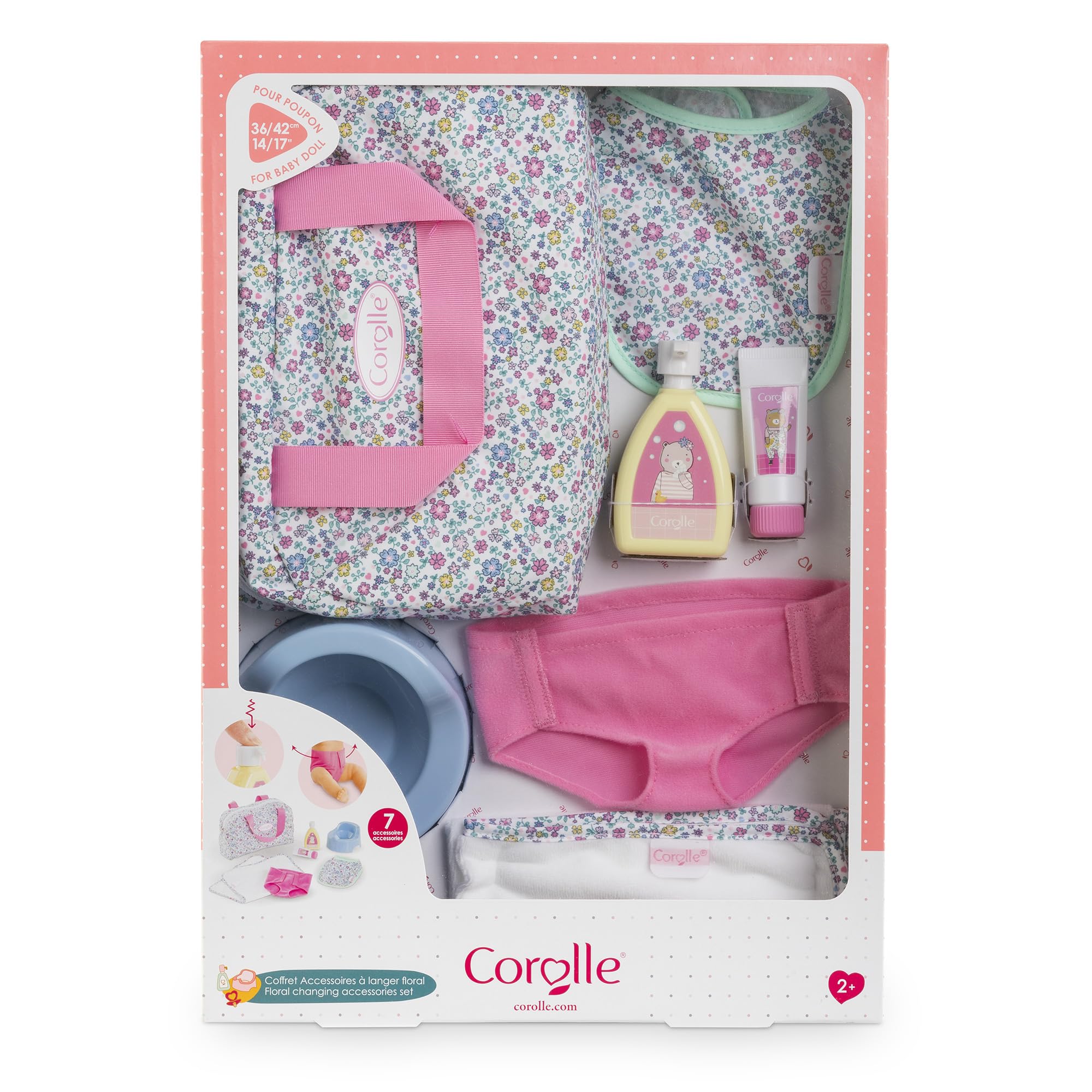Accessoires poupons - COROLLE - Coffret Accessoires a Langer Floral - 7 accessoires - des 2 ans