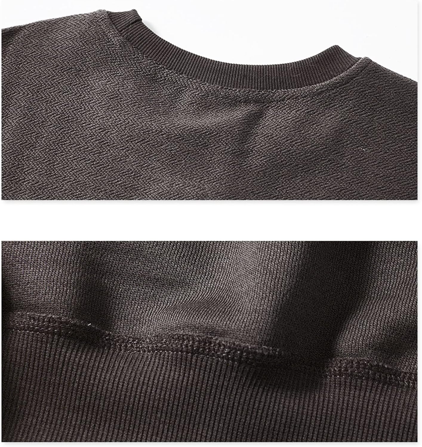 Men's Loose Fit Heavy Cotton Crewneck Sweatshirt Training Fleece Pullover Shirts Casual Ribbed Trim Long Sleeve T-Shirt (Brown,4X-Large) : Beauty & Personal Care