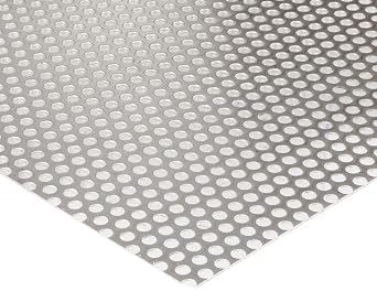 304 Stainless Steel Perforated Sheet, Unpolished Mill Finish, Annealed, Staggered 0.375" Holes, 0.06" Thickness, 17 Gauge, 24" Width, 24" Length, 0.5625" Center to Center, OnlineMetals