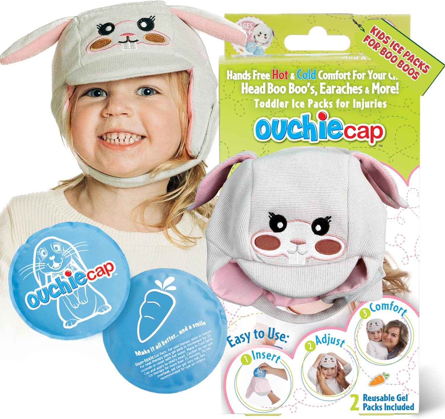 Kids Earache Relief Cap, Soothes Headaches, Bumps and Bruises, Migraines, Sinus Pain & Discomfort. Hot or Cold Therapy. Reusable. Microwave Friendly. One Size Fits All. FSA/HSA Eligible.