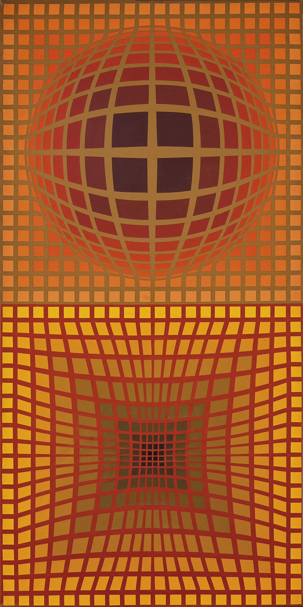 SGFGAD FHYWQ Victor Vasarely Poster Abstrakte Wandkunst《Grid Sphere Illusion》 von Victor Vasarely Prints Vision Canvas Gemälde für Wohnkultur 50x100 cm ungerahmt