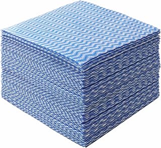100 قطعة قماش تنظيف قابلة لاعادة الاستخدام، مناديل يدوية للمطبخ والمكتب، مناشف اطباق لغسل الاطباق، مناشف تنظيف متعددة الاغراض للاستعمال مرة واحدة (ازرق)