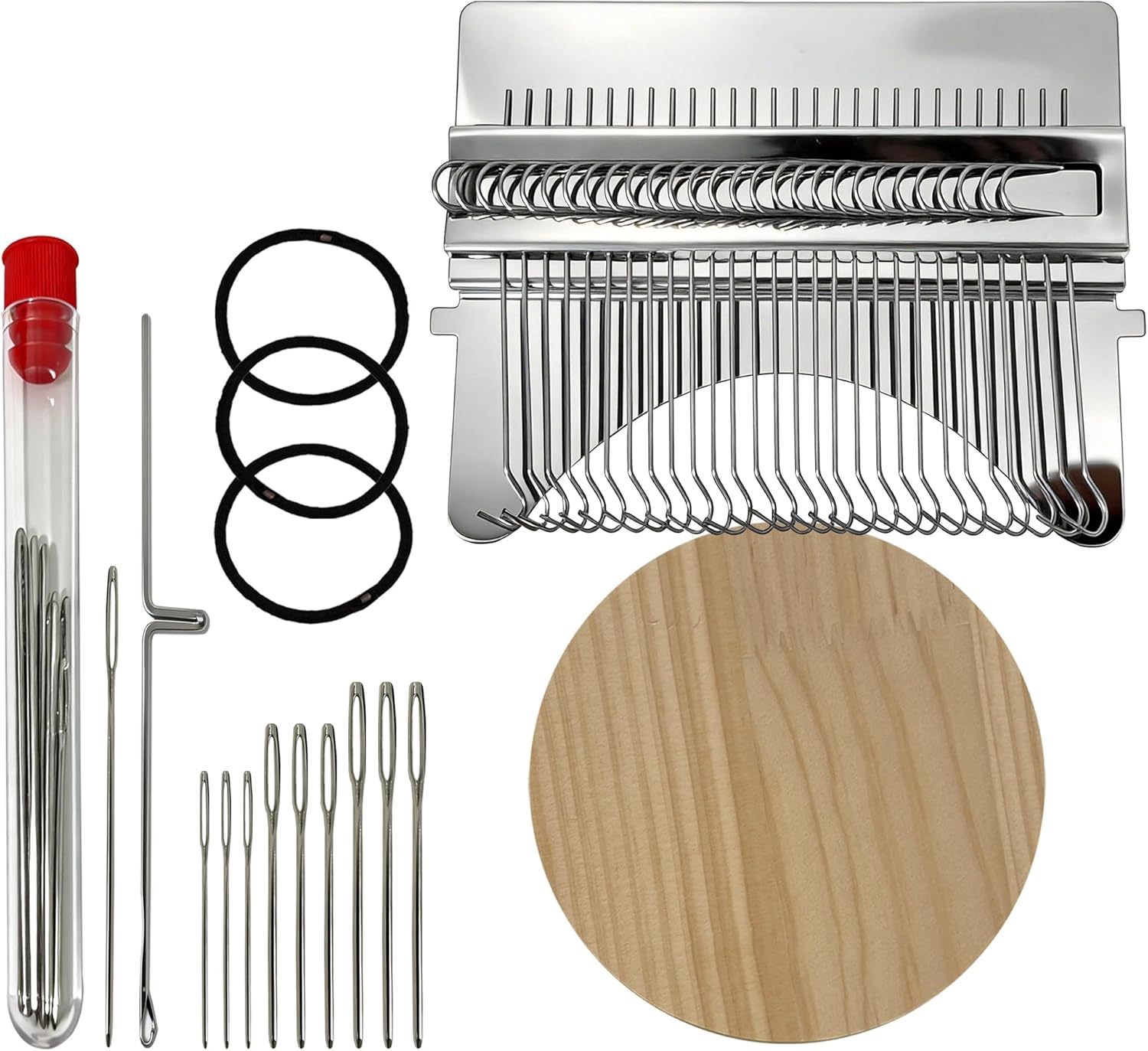Posyra Darning Loom Kit, Small Knit Patch Maker Tool for DIY Visible Mending of Jeans, Socks & Sweaters, Needle Weaving Sewing Craft Set for Beginners Adults(28 Hooks)