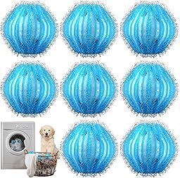 Anti Poil Machine à Laver，Réutilisable Boule Anti Poils Machine a Laver，Enlever des Vêtements Poils Animaux Machine a Laver，Attrape Poil Machine a Laver pour Vêtements et Literie (Bleu)