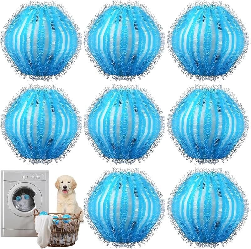 Washing Machine Hair Catch, 8 Pieces Washing Machine Hair Catch, Reusable Hair Collector, Removes Cat, Dog and Other Pets from Clothes and Clothes (Blue)