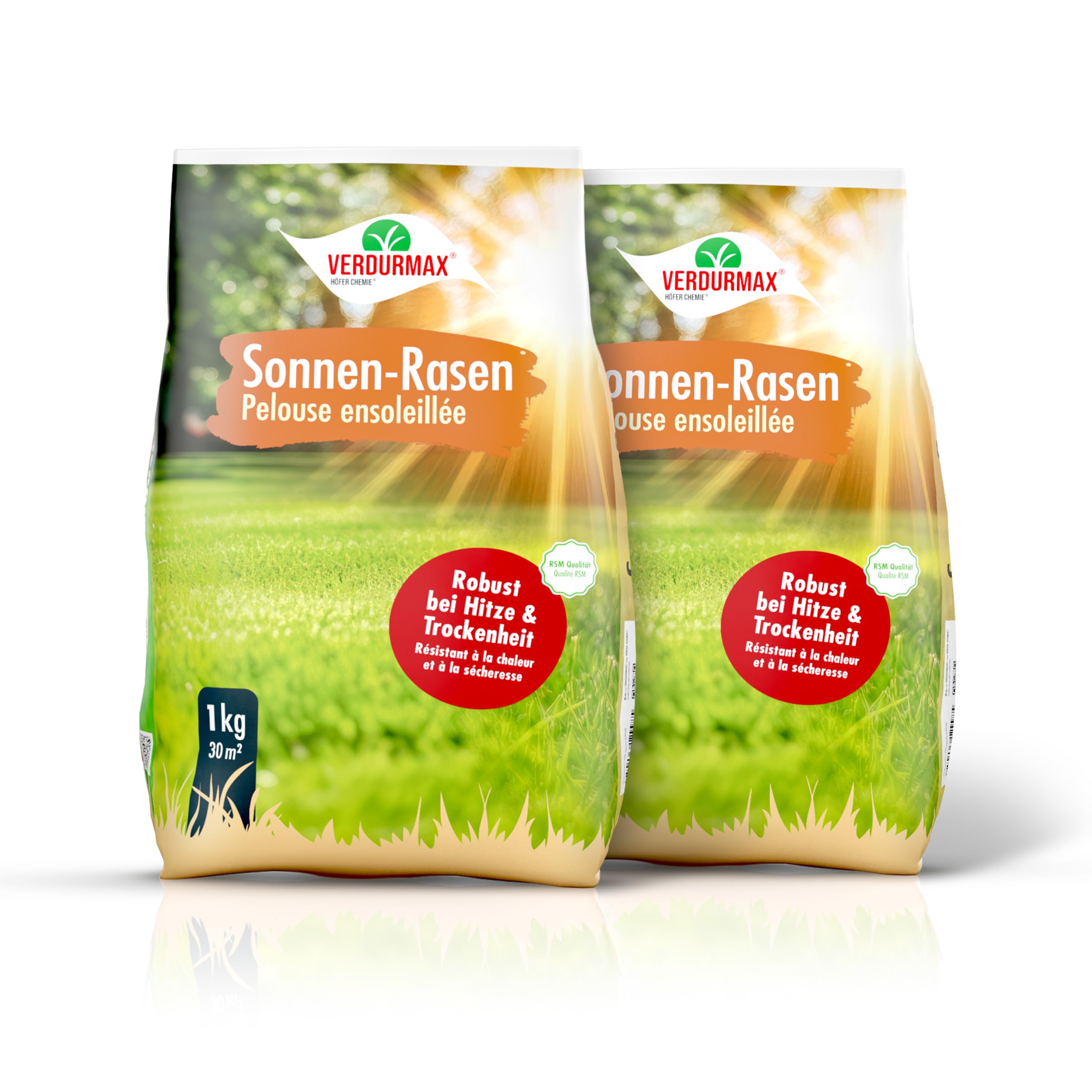 Verdurmax Pelouse Ensoleillée 2 x 1 kg - Gazon Dense et Robuste