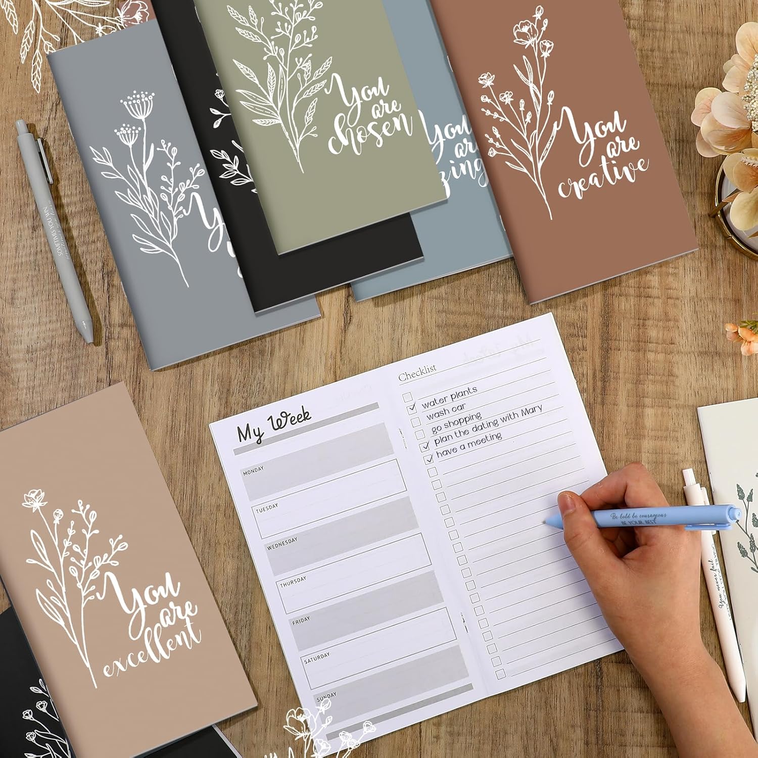 Qilery 30 Pcs Employee Appreciation Thank You Gifts Pocket Planners Bulk 2026-2027 Tracker Daily Weekly Habit Journal to Do List Notepads for Team Manager Nurse(Aesthetic Energetic)