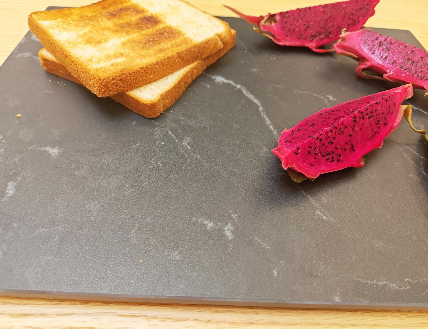 Multi-Purpose Pastry Marble Design Stone Tray Cutting Board Slab 16” x 12” With Non-Slip Feet,Stone Cheese Pastry Board, Serving Tray, Heat Resistant, Easy To Clean(G101, 16 * 12)