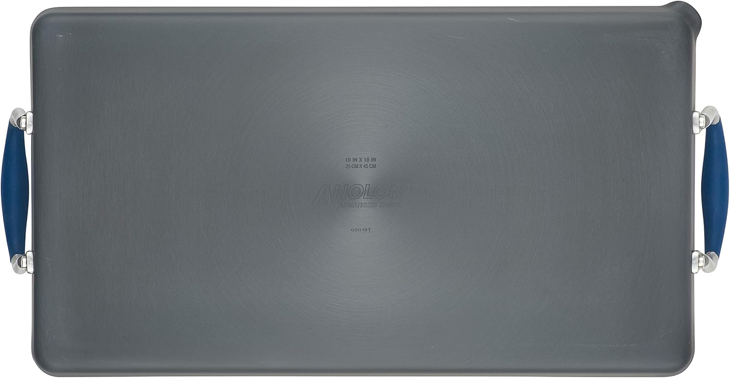 Anolon Advanced Home Hard Anodized Nonstick Double Burner/Flat Grill/Griddle Rack, 10 Inch x 18 Inch, Indigo Blue: Home & Kitchen