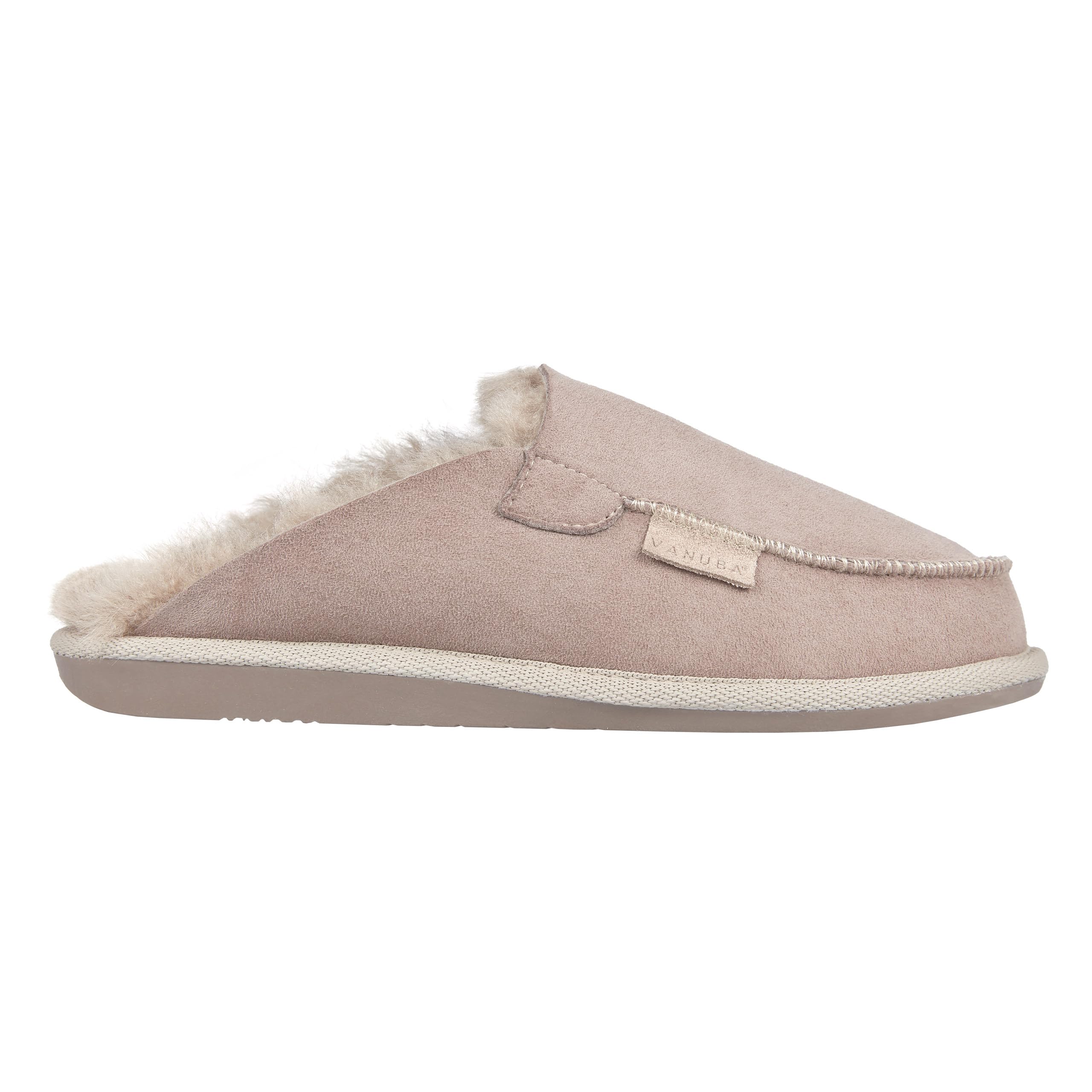 Vanuba Handgemacht Lammfell Warme Hausschuhe Damen Winter Slippers - Hauspantoffeln - Kuschel Pantoffeln Plüsch - Pantoletten Winter - Flache Slippers für Drinnen