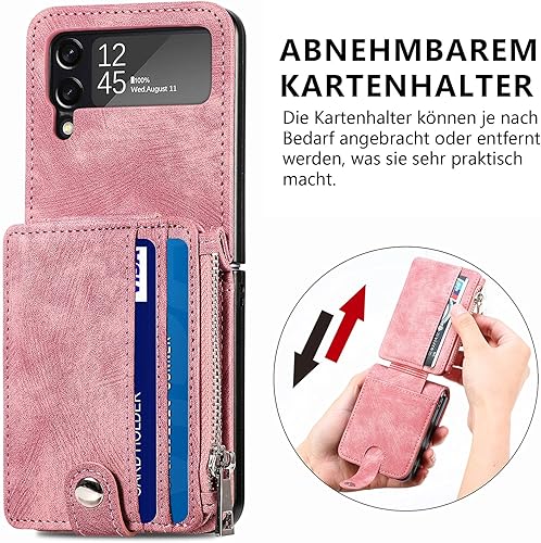 Miniatura 4 de ZCDAYE Funda tipo cartera para Samsung Galaxy Z Flip 4, funda para Samsung Z Flip 4 5G (2022), fundas de cuero Z Flip 4 con tarjetero extraíble -