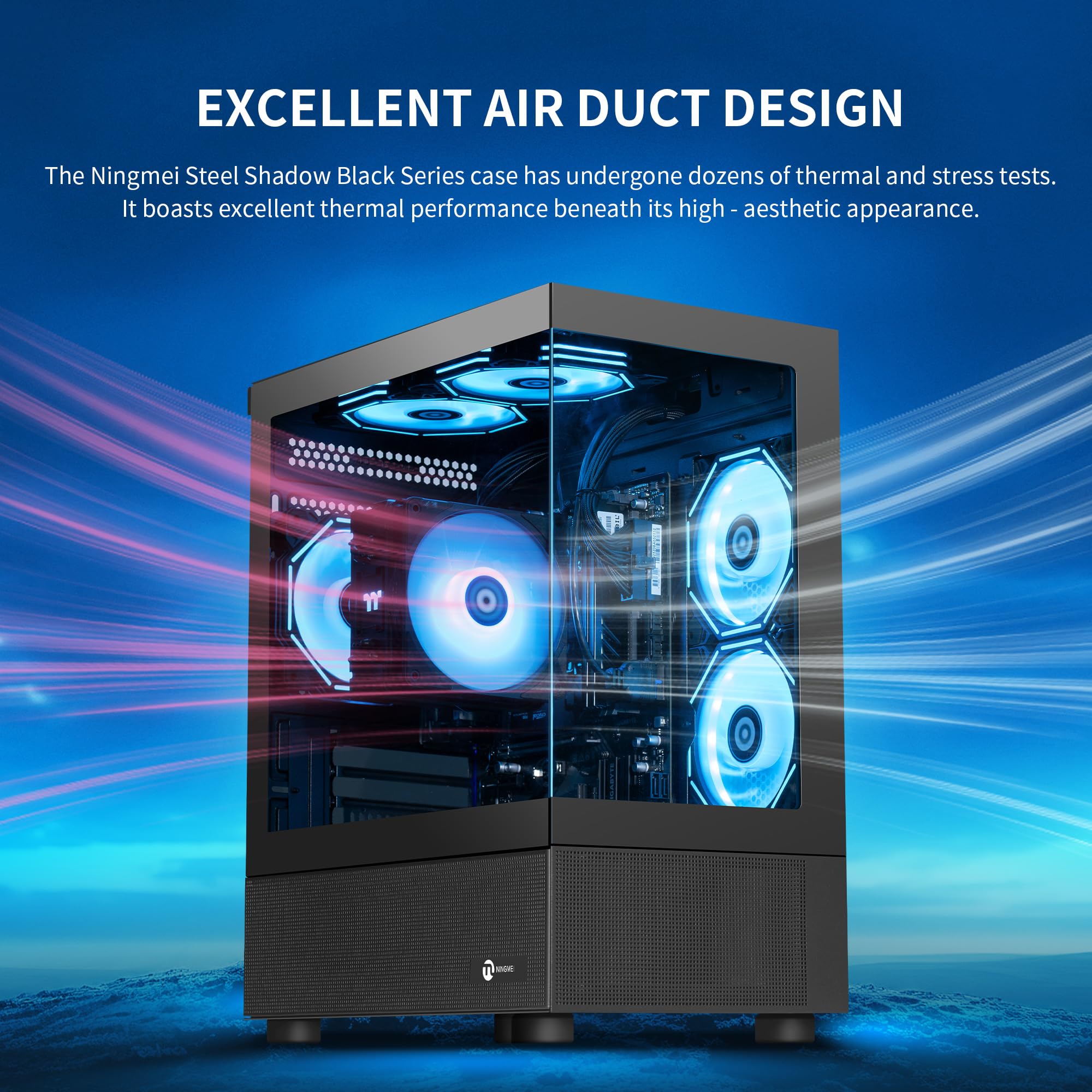 NINGMEI Gaming PC Desktop,AMD Ryzen 5 5600GT 6 core 3.6GHz(up to 4.6GHz),16GB DDR4 RAM 3200MHz,1TB NVME SSD, Tower Computer with 550W PSU, Windows 11 Home 64-bit for Home and Office,Black