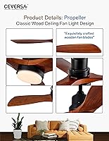 Vista 68 de 42 Inch Low Profile Ceiling Fans with Lights and Remote, Flush Mount Ceiling Fan with Lights, 3 Blades Solid Wood Dimmable Walnut Easy Installation