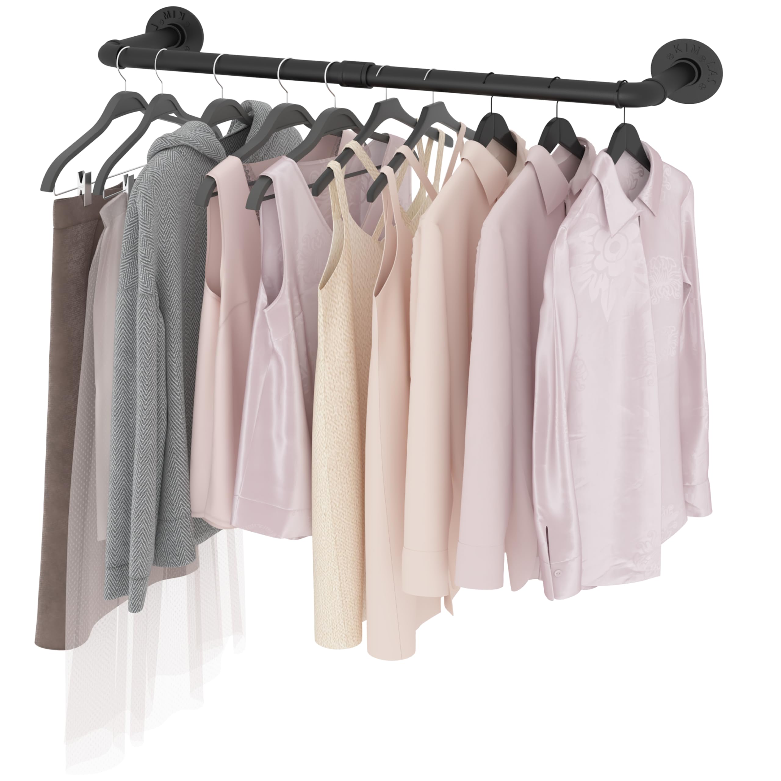 VOLISON Wall Mounted Clothes Rail, 90CM Industrial Pipe Clothing Rack, Industrial Clothes Rail Wall Mounted, Detachable Heavy Duty Metal Garment Rail for Hanging Clothes in Closet, Retail Shop & Home