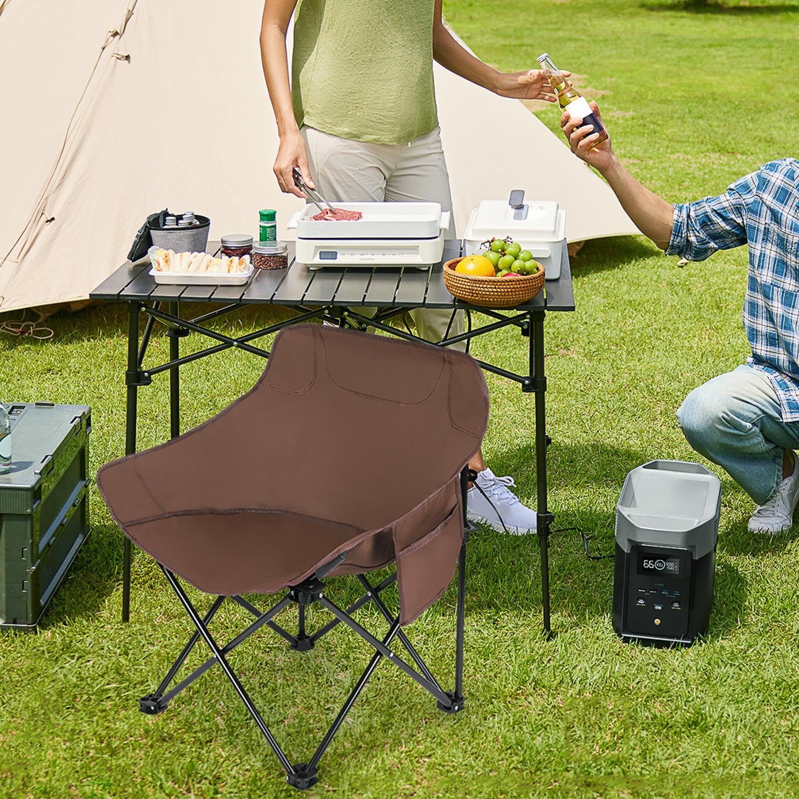 Sedia Da Campeggio Pieghevole 200kg - Portatile Con Portabicchieri Verde Per Pesca - Foto 8