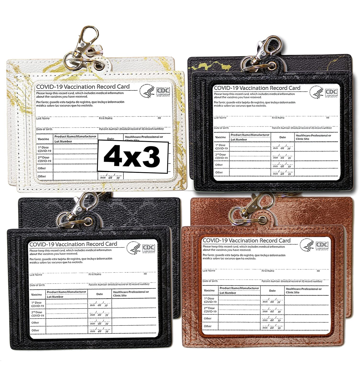 Pack Of 4 CDC Vaccine Card Protector 4x3 Vaccine Card Case Vaccination 