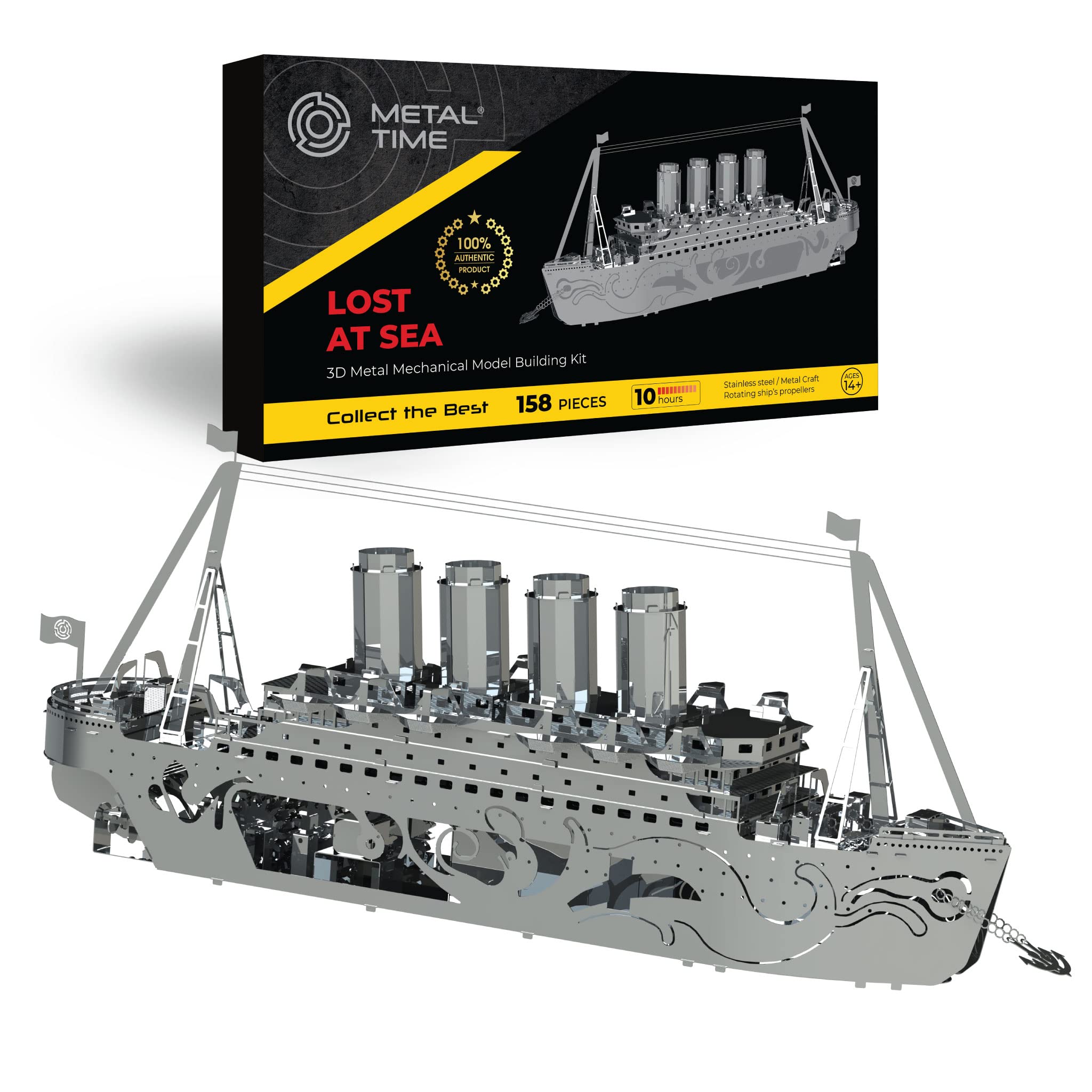 METAL-TIME 3D Titanic Model, Lost at SEA, Titanic Scale Model, Metal Model Kits to Build, Unique 3D Brain Teaser Collectors Gifts with Toolbox