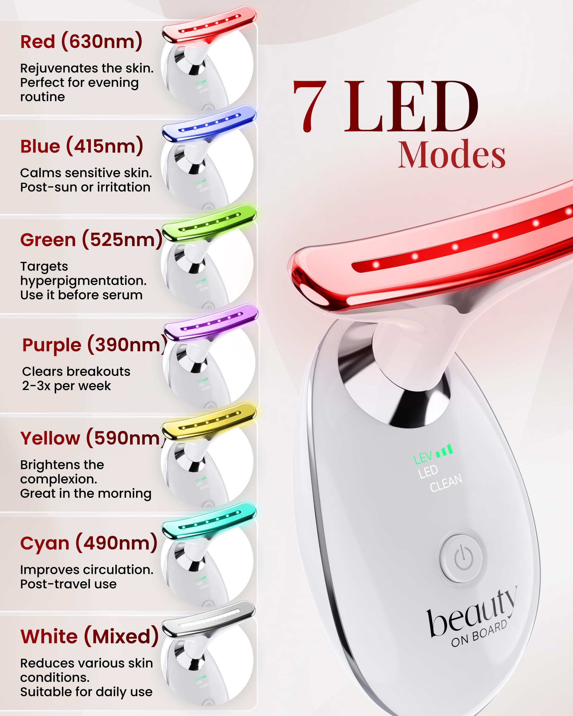 Herramienta de masaje facial, herramienta de escultura facial con terapia de luz LED de 7 colores, dispositivo facial iónico con tratamiento cálido, USB C recargable, caja de regalo +