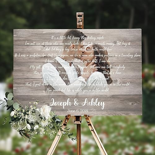 Miniatura 6 de Awesometik Letra de canción de boda con retrato personalizado de foto personalizada Primera danza canción favorita 1er aniversario renovación de