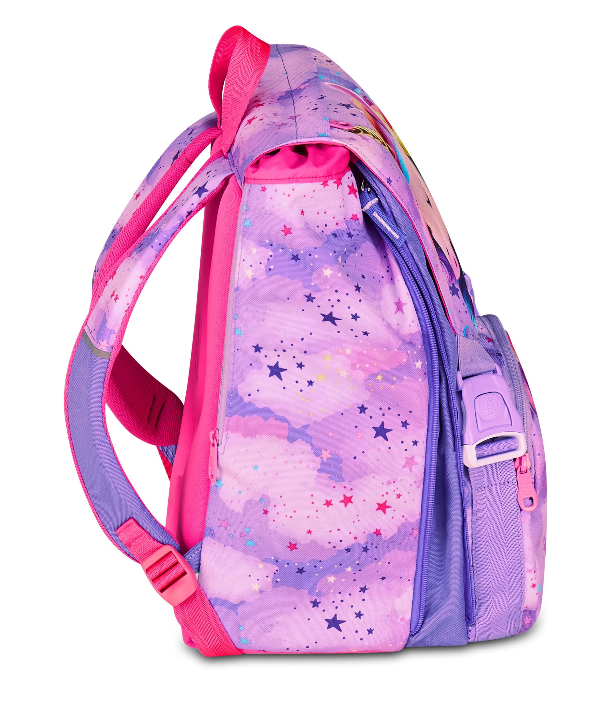 SJ GANG STYLE JAM GANG Zaino Scuola Estensibile Big Unicorn, Viola, Zaino con Divisorio Interno,Unicorno, Tasca Superiore con Ali a Scomparsa, 24 L, Scuola Elementare, Bambina