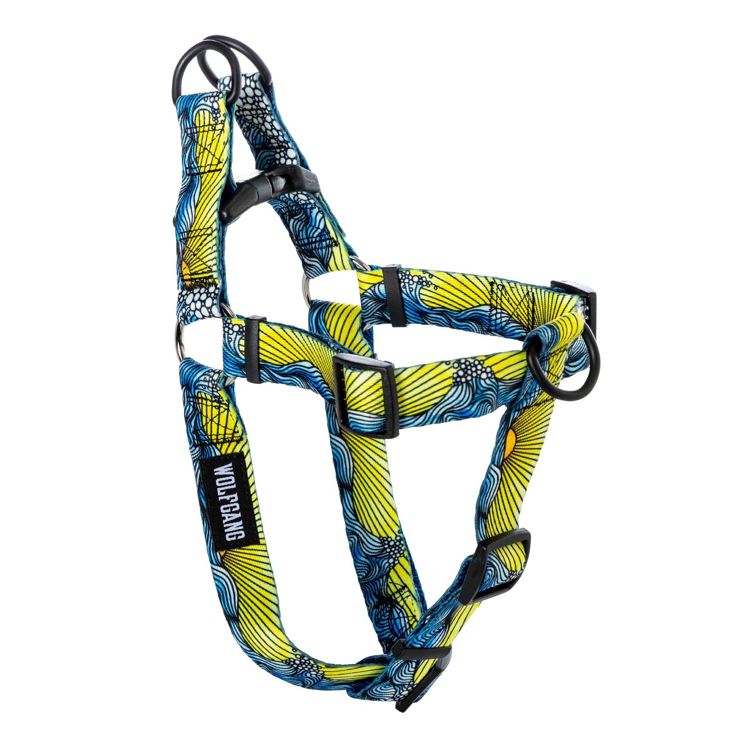 Wolfgang Heavy Duty Adjustable Dog Harness, Pull-Tested to Over 800 lbs for Walking & Training, DawnPatrol Print, Medium