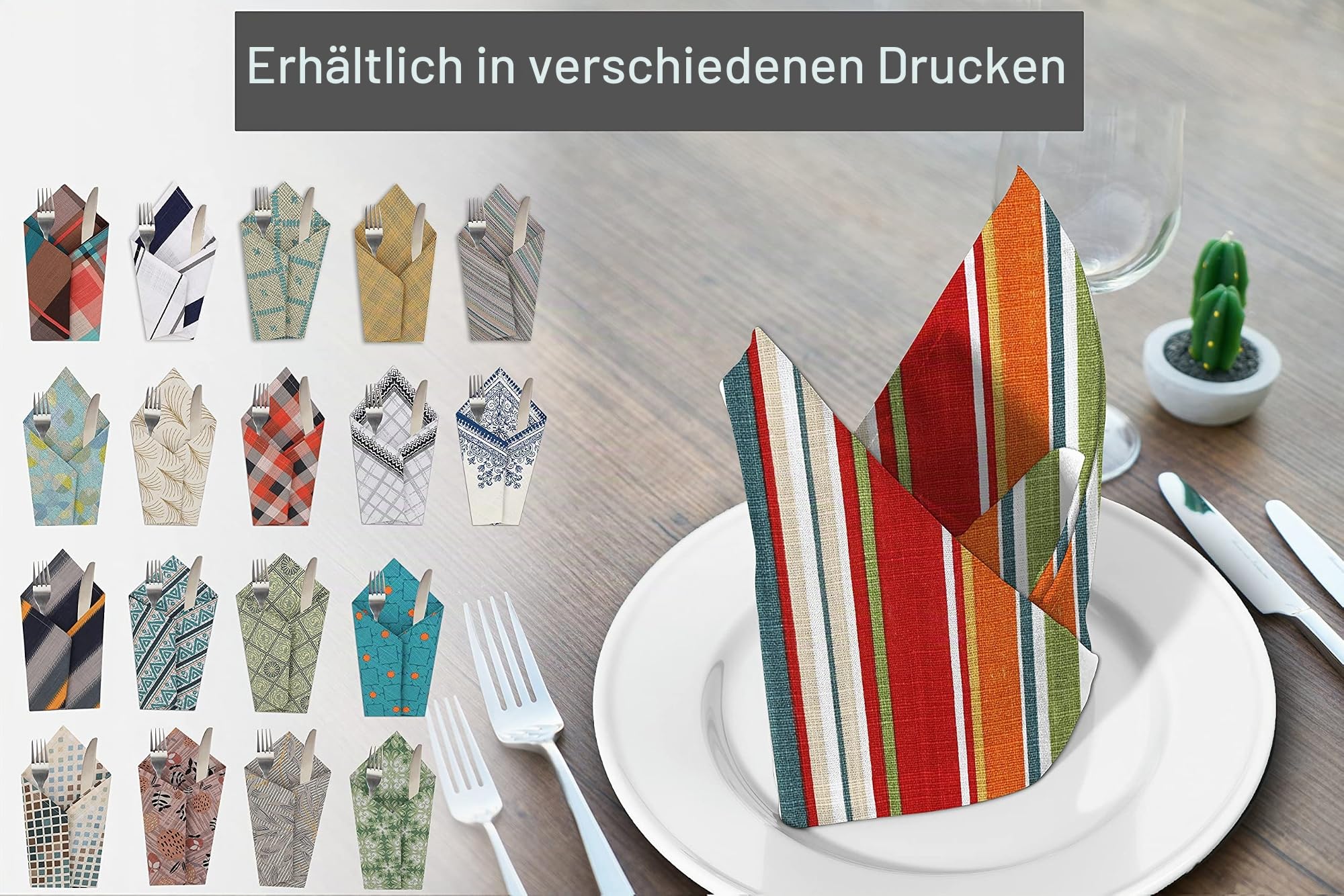 RUVANTI Stoffservietten, 100% Baumwolle, waschbare Servietten, weich, saugfähig, 6er-Set, 45,7 x 45,7 cm Baumwollservietten für Partys, Weihnachten, Thanksgiving, Hochzeiten, Dinner-Servietten