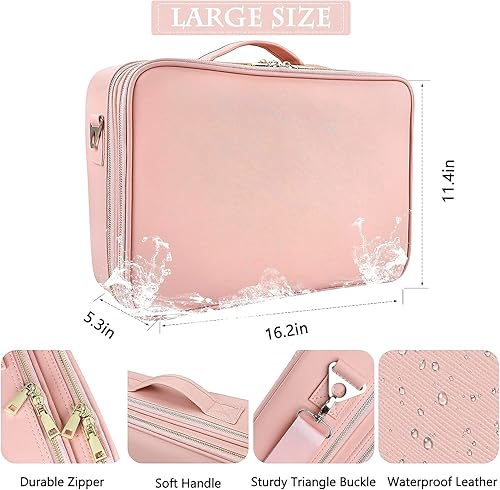 Vista 34 de JOURMON Estuche de maquillaje de viaje, Negro