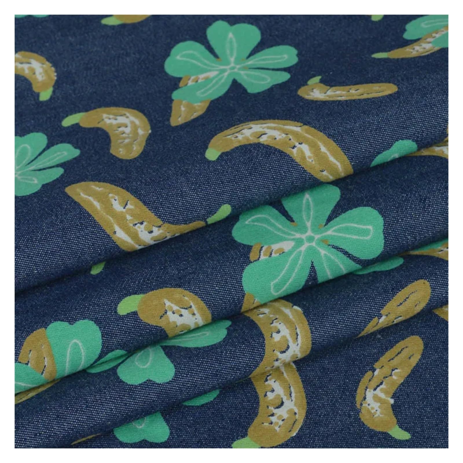 Summer Thin Non Elastic Blended Printed Denim Fabric for Quilting Sewing Clothes Skirt per Half Meter(Eggplant)