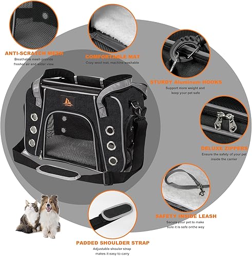 Miniatura 15 de Lifeand Transportador de mascotas aprobado por aerolíneas para gatos, perros pequeños, gatitos, transportador de viaje plegable de lados suaves