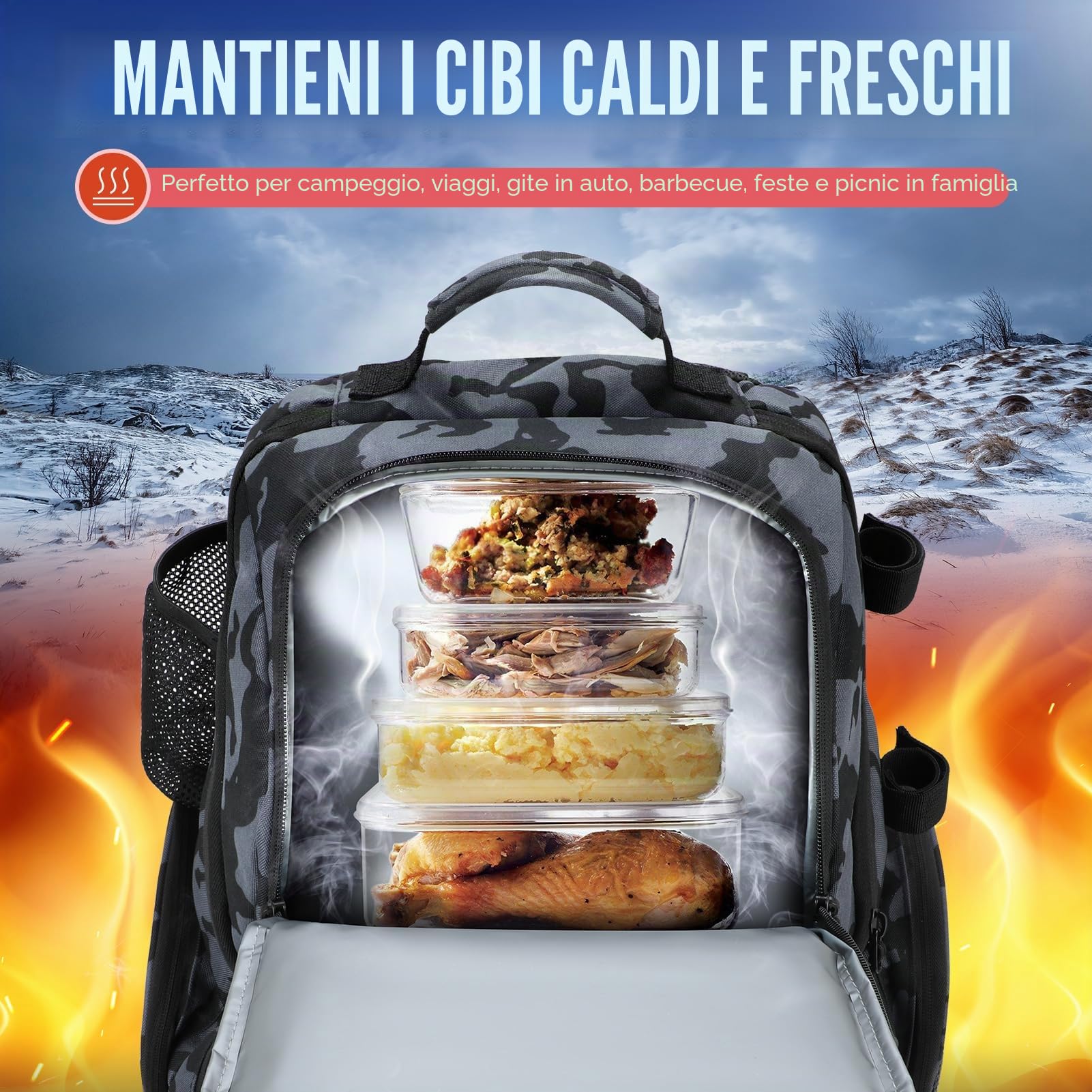 PLUSINNO Zaino da pesca impermeabile con refrigeratore, grande borsa da 45 litri, attrezzatura da pesca, per campeggio e regali