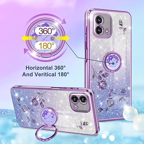 Miniatura 9 de Likiyami Funda 3 en 1 para Motorola Moto G Play 2023, funda para Moto G Pure  Moto G Power 2022 para mujeres y niñas, con purpurina, bonito diseño