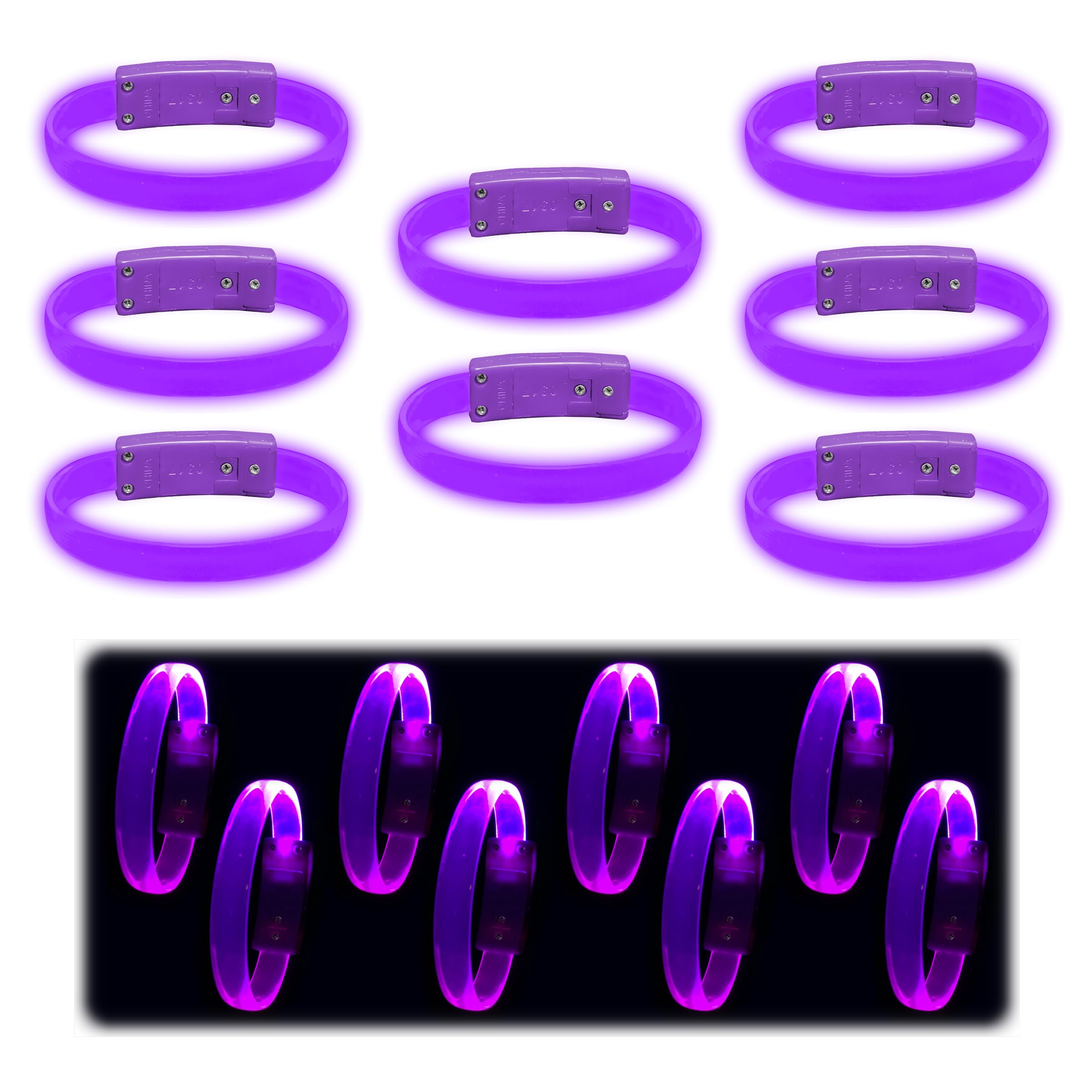 8-Pack Magic Led Wristbands: Couple Bracelets, Running Lights for Runners, Bright LED Wristbands & Light Up Bracelet - Glow in The Dark Bracelets -