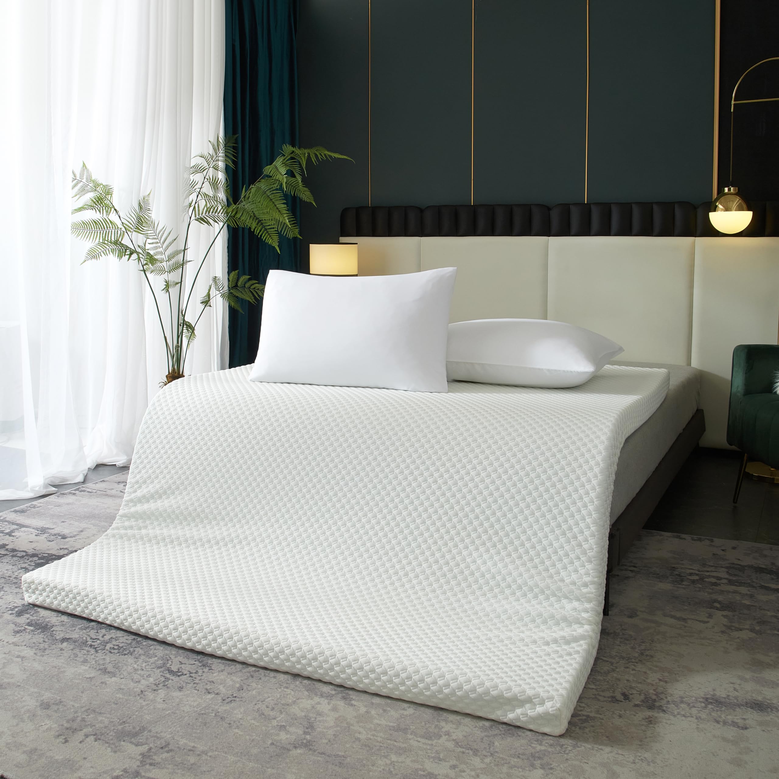 3 Inch Cool Gel Memory Foam Mattress Topper Twin XL Size-Soft & Breathable Cooling Mattress Pad Cover for Back Pain, Non-Slip Removable & Washable Cover?38x80x3 Inches?