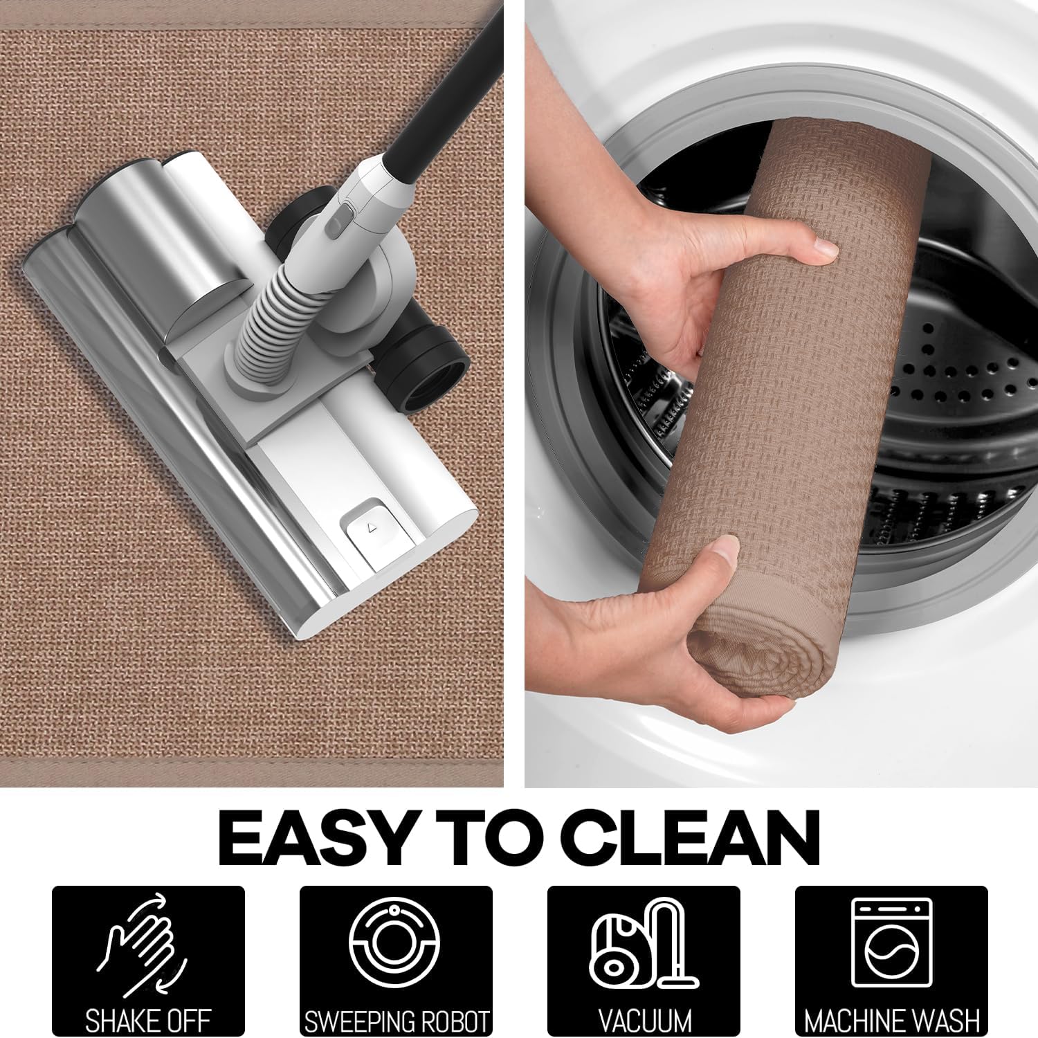 Kitchen Rug, Rubber Non Slip Kitchen Rugs Washable, Absorbent Runner Mat for Floor, Machine Washable Standing Mats for in Front of Sink, Door, Laundry, Entryway, Hallway (Camel, 71" × 35.5")