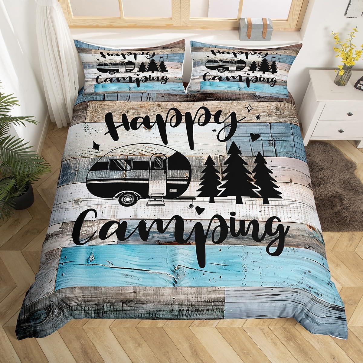 Housse de couette taille S grange bleue et grise avec taie d'oreiller pour lit une place