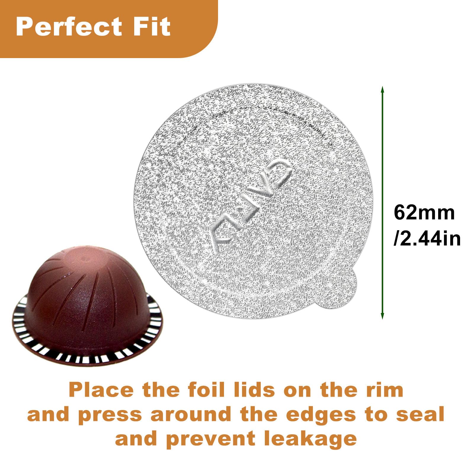 Tapas de papel de aluminio, cápsulas de reutilización, cápsulas de café, 120 unidades, compatibles con Nespresso Vertuoline Vertuo, sellos de cubierta de cápsulas de café reutilizables de 62 mm