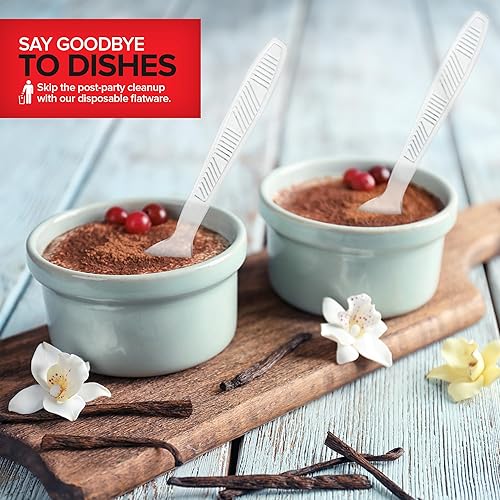 Miniatura 5 de Stock Your Home Cucharas de plástico transparente, cucharas de plástico pesado (paquete de 100), cucharas desechables de plástico a granel, cucharas