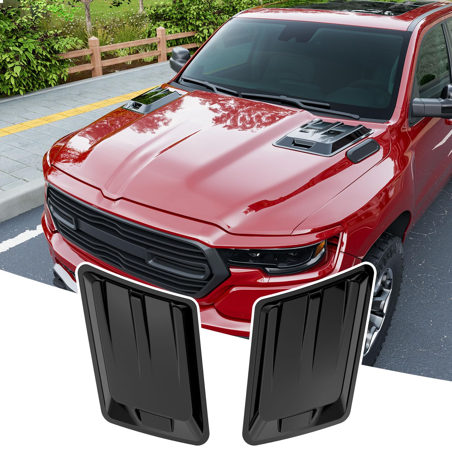 2PCS Hood Air Vent Trim Compatible with 2019-2025 Dodge Ram 1500