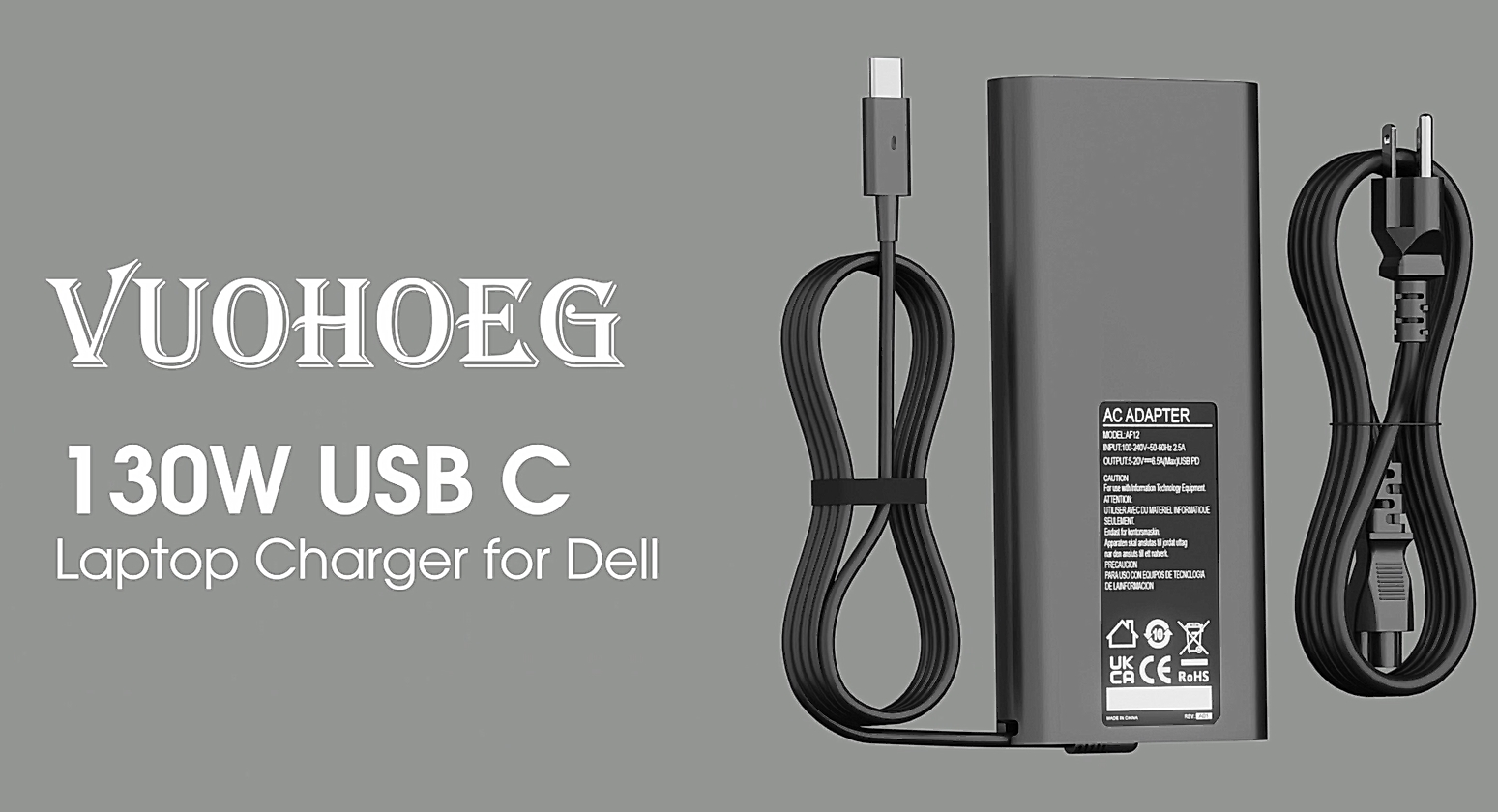 130W Dell Laptop Charger USB C Compatible 130W USB-C Fast Charger For ...