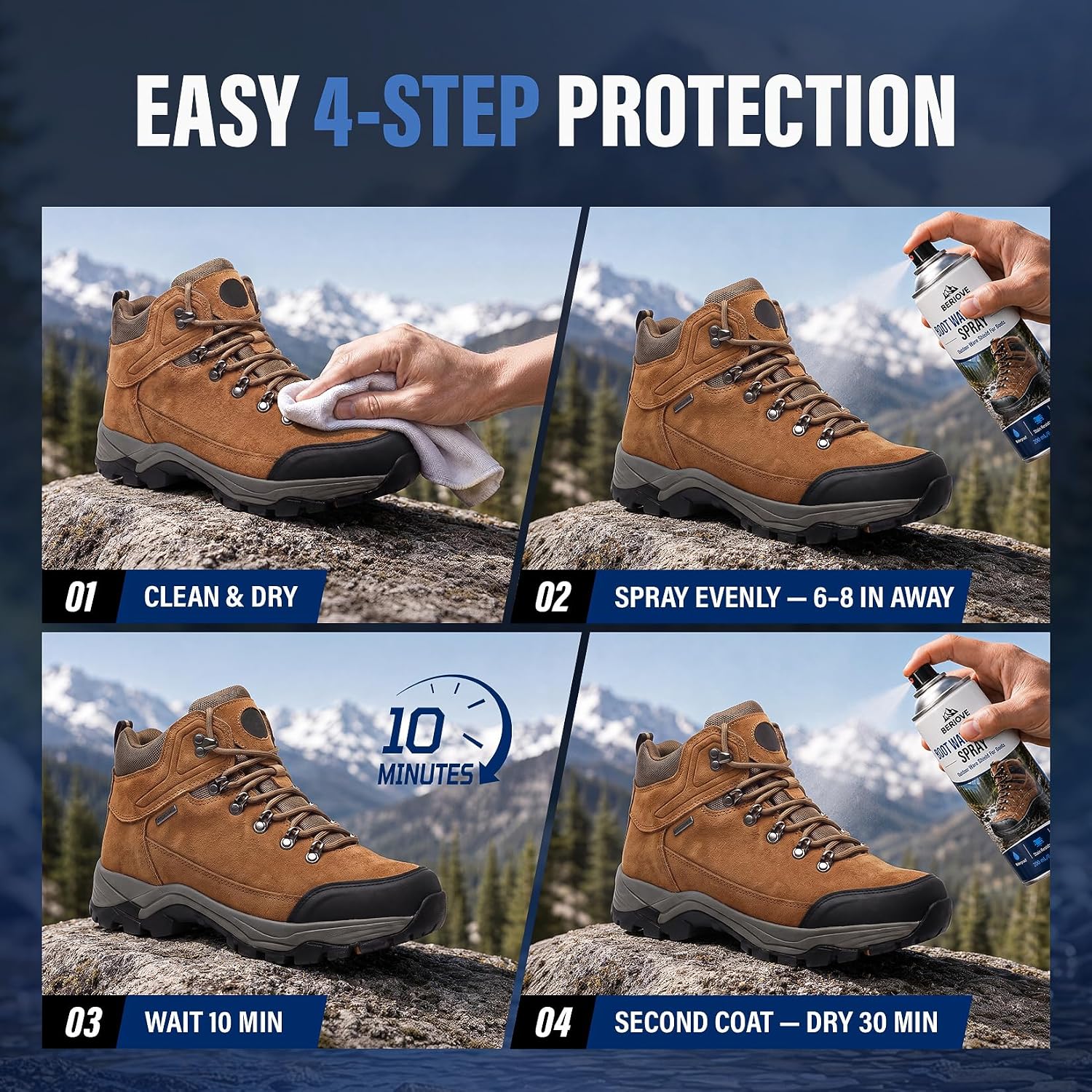 Boot Waterproof Spray for Outdoor: 6.7 oz Water & Stain Repellent