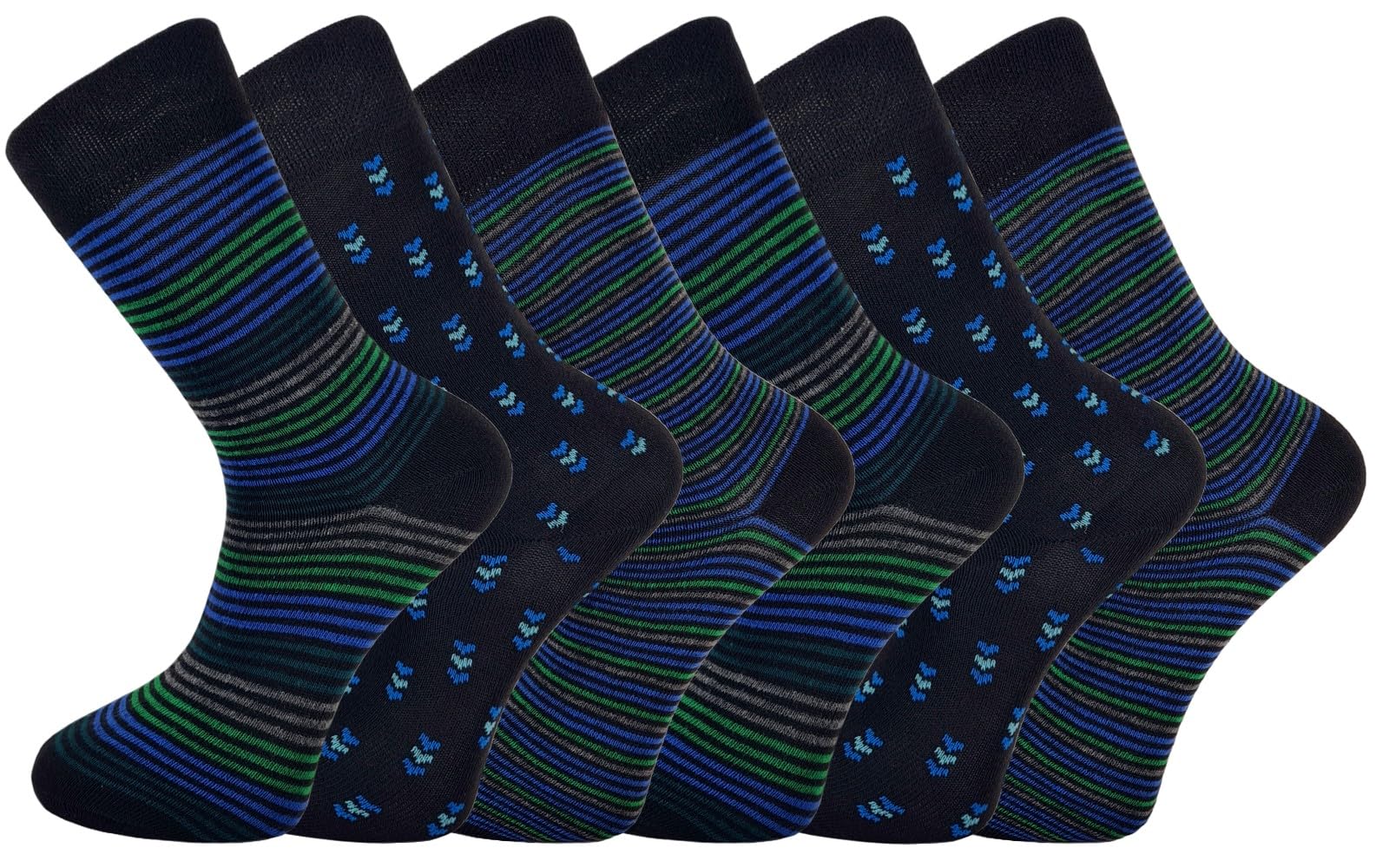Sock-Tec Men's Option 4 6 Pairs Non Elastic Socks Diabetic Friendly Soft Cotton Wide Gentle Top Grip Uk 6-11 (Uk, Numeric, 6, 11, Regular, Regular, )
