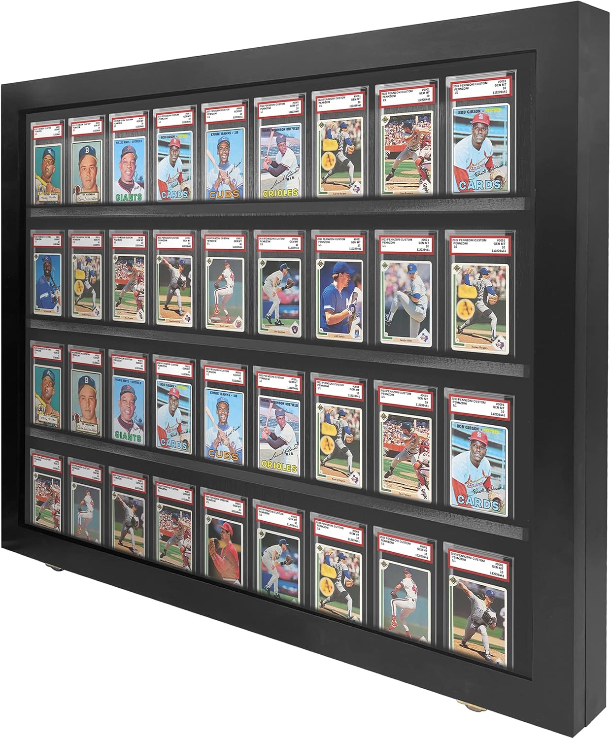 PENNZONI Baseball Card Display Case - 36 Graded Sports Card Display Frame Lockable - PSA Graded Card Case with UV Protection | Card Display for Football & Basketball